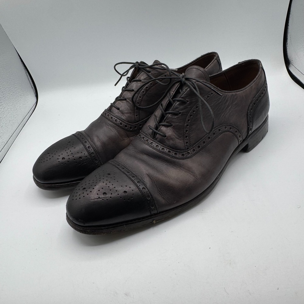 Endless Graziano Mazz Oxford Shoes Men EU 42 Gray Brown Leather Brogue Italy
